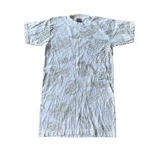 Vintage Harley Davidson 3D Emblem T Shirt‎ Men's Size Small AOP White